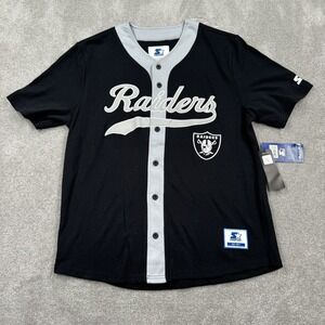 Las Vegas Raiders Starter Retro Baseball Style Twill NFL Jersey Size Large Black